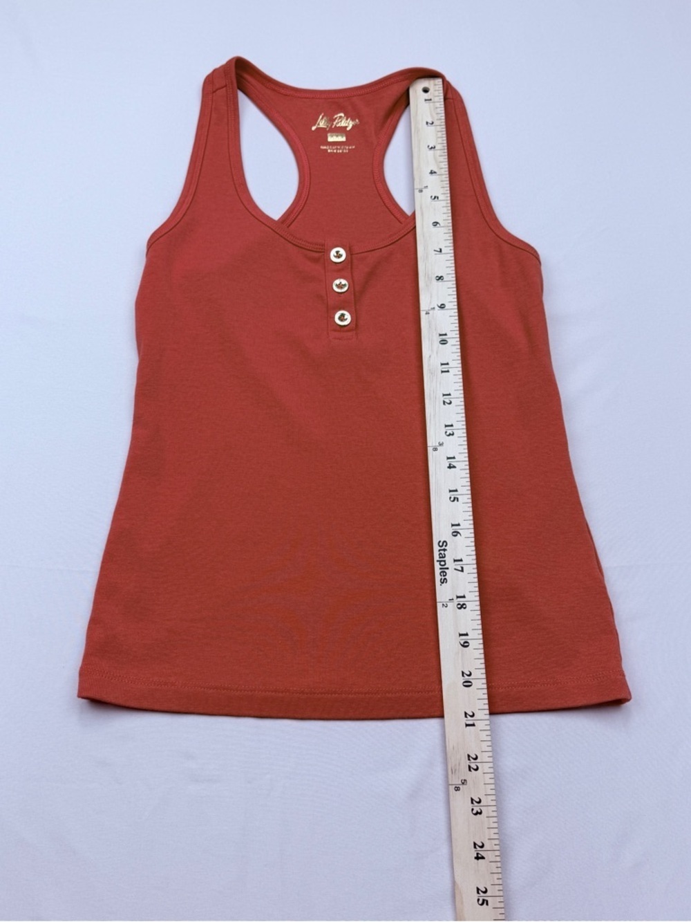 Lilly Pulitzer Raspberry Red Racerback Tank with Button Placket - Picture 4 of 9